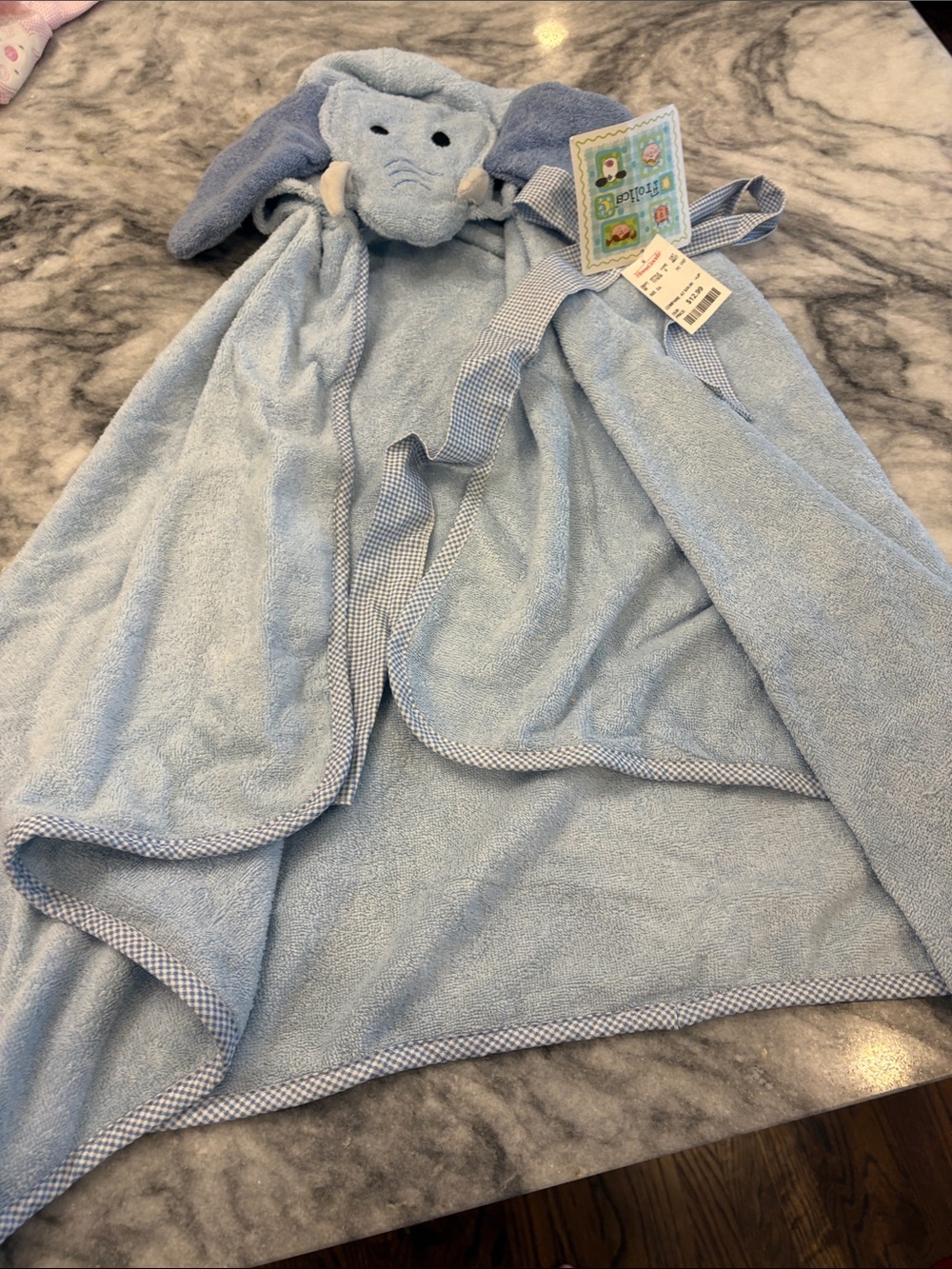 Baby/Toddler Light Blue Hooded Elephant Towel Cape